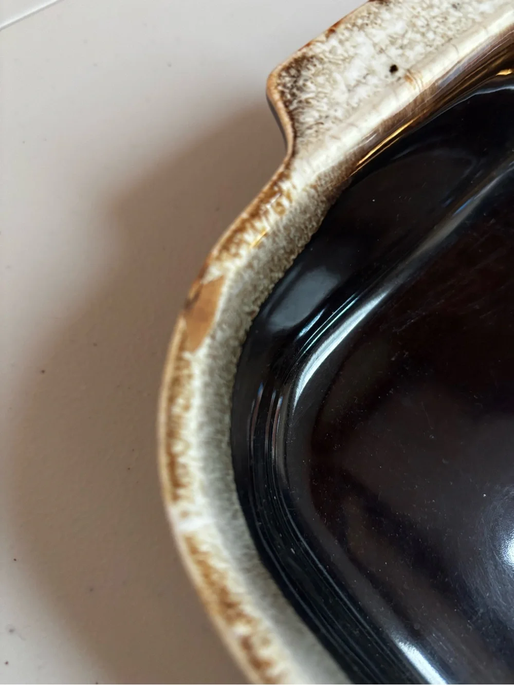 Vintage Pfaltzgraff Dark Brown glazed and Cream Rectangular Baker Dish 2 QT #236